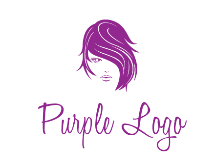 head of woman with short hair across face beauty logo icon