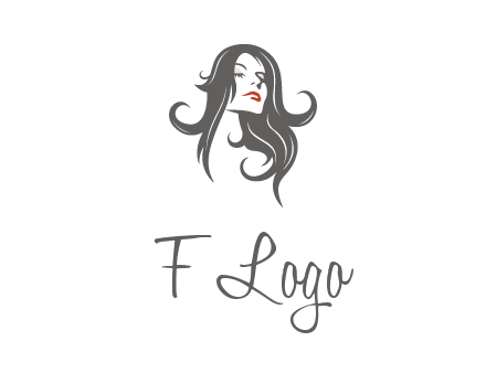 head of woman with long hair beauty logo icon