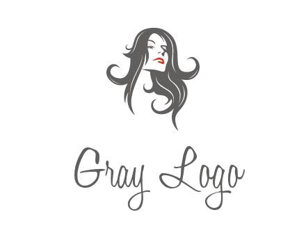 head of woman with long hair beauty logo icon