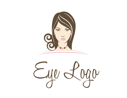 head of beautiful woman wearing bead earrings and necklace jewelry logo