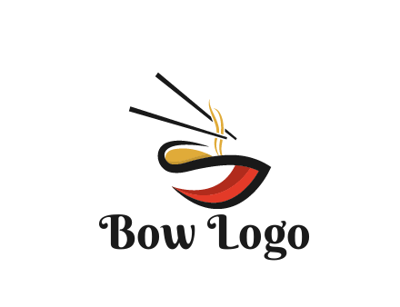 abstract noodle bowl with chopsticks restaurant logo