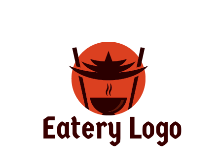 chopsticks with soup bowl food logo