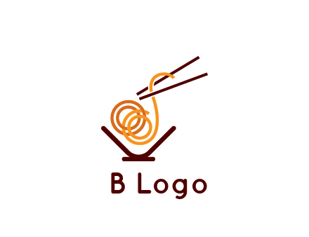 noodles with chopsticks in bowl restaurant logo