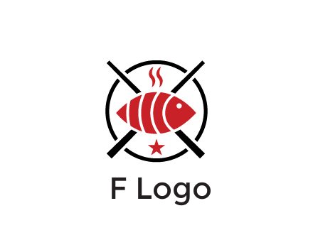 sushi on plate with chopsticks restaurant logo