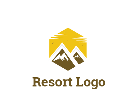 mountains in hexagon travel logo