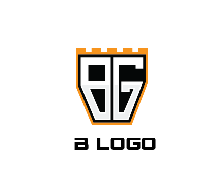 letter B and G in battlement construction logo