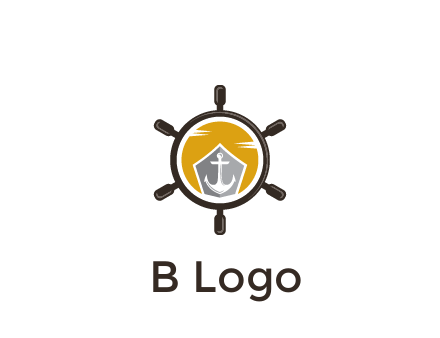 anchor in ship wheel travel logo