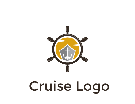 anchor in ship wheel travel logo