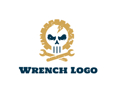 skull in gear with wrench engineering logo