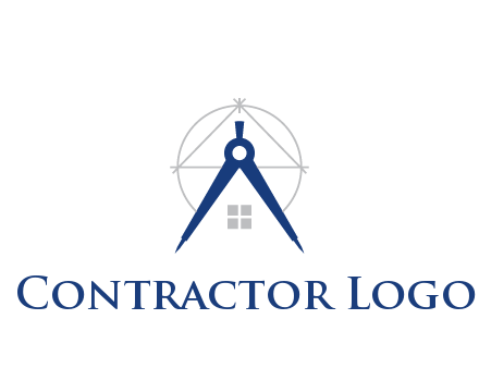 abstract house with compass construction logo