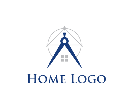 abstract house with compass construction logo