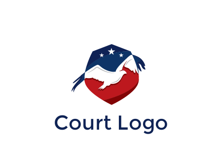 American flag badge with eagle legal logo