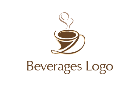 fancy abstract coffee cup with steam beverage logo