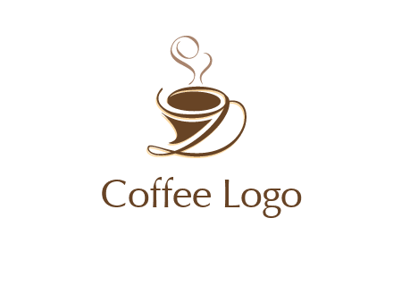 fancy abstract coffee cup with steam beverage logo