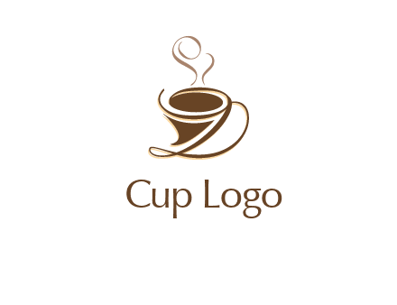 fancy abstract coffee cup with steam beverage logo