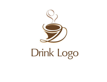 fancy abstract coffee cup with steam beverage logo