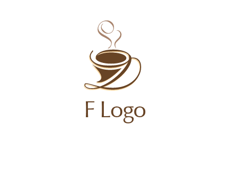 fancy abstract coffee cup with steam beverage logo