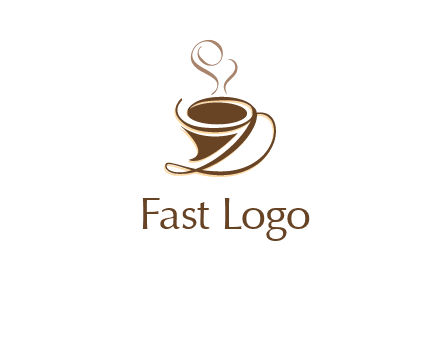 fancy abstract coffee cup with steam beverage logo