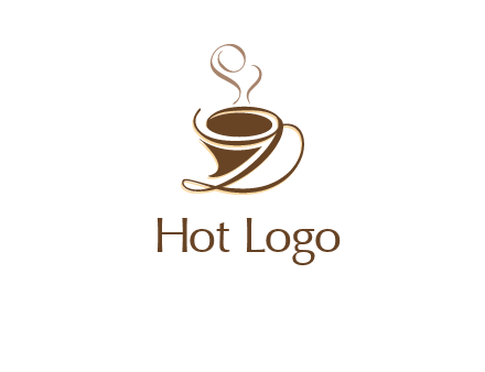 fancy abstract coffee cup with steam beverage logo