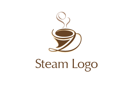 fancy abstract coffee cup with steam beverage logo