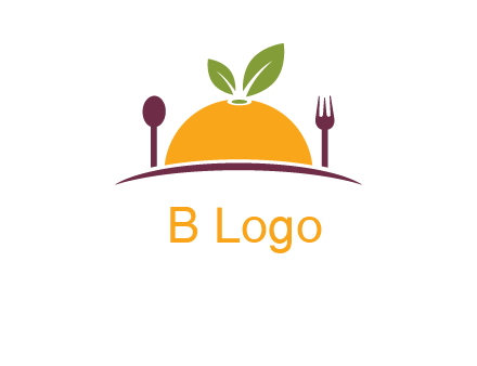 fork and spoon on side of half orange with leaves restaurant logo