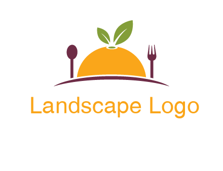 fork and spoon on side of half orange with leaves restaurant logo