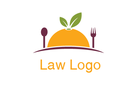 fork and spoon on side of half orange with leaves restaurant logo