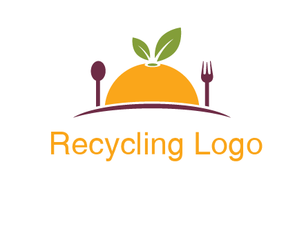 fork and spoon on side of half orange with leaves restaurant logo