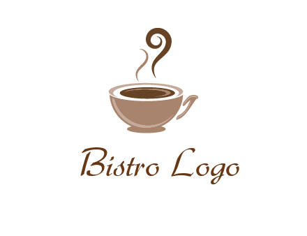 fancy coffee cup with steam beverage logo