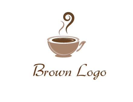 fancy coffee cup with steam beverage logo