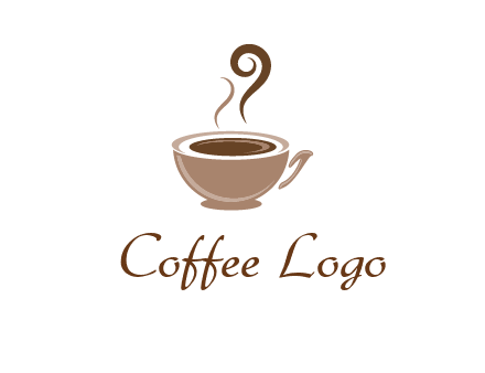 fancy coffee cup with steam beverage logo