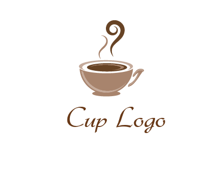 fancy coffee cup with steam beverage logo