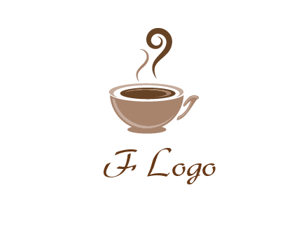 fancy coffee cup with steam beverage logo