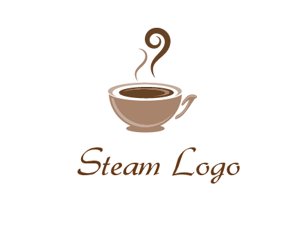 fancy coffee cup with steam beverage logo