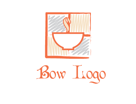 hot bowl in paint effect squares food logo