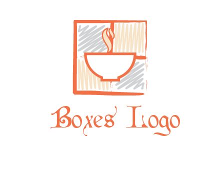 hot bowl in paint effect squares food logo