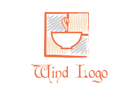 hot bowl in paint effect squares food logo