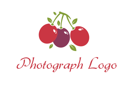 cherries with leaves food logo