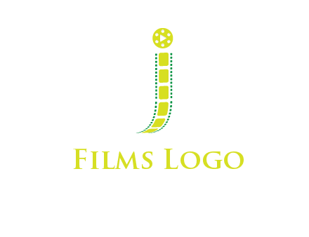 film reel forming letter j logo