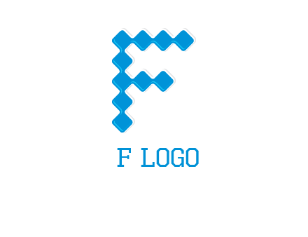 technology squares forming letter f logo