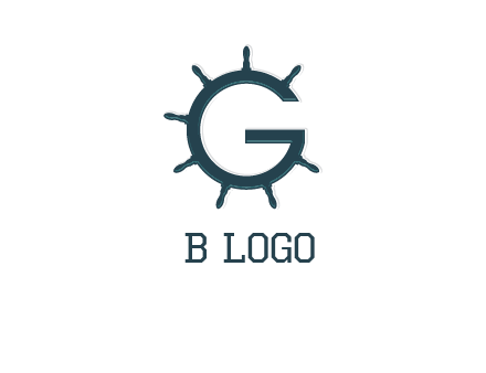 ship wheel forming letter g logo