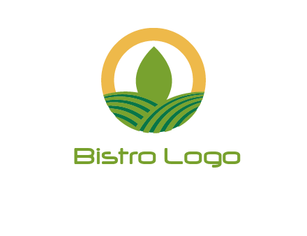 abstract tree and fields in circle logo