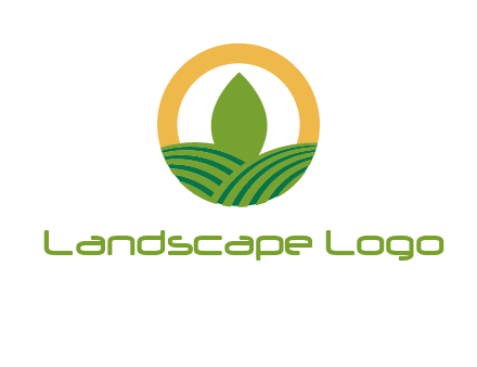 abstract tree and fields in circle logo