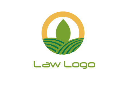 abstract tree and fields in circle logo