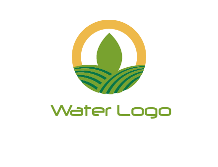 abstract tree and fields in circle logo