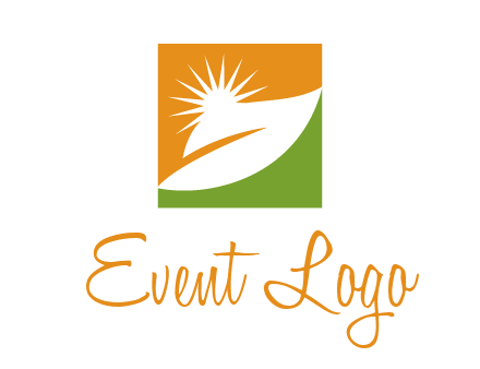 leaf and sun in square environment logo