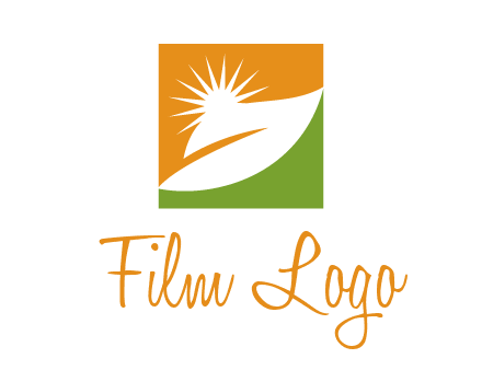 leaf and sun in square environment logo