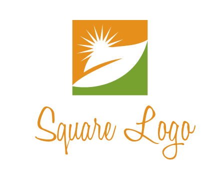 leaf and sun in square environment logo