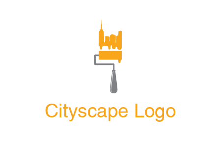 city escape drawn by paint brush logo