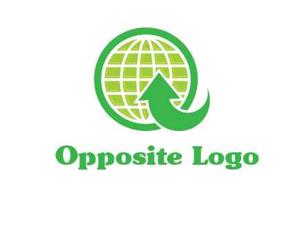 an arrow is placed in front of a globe embossed in a circle logo